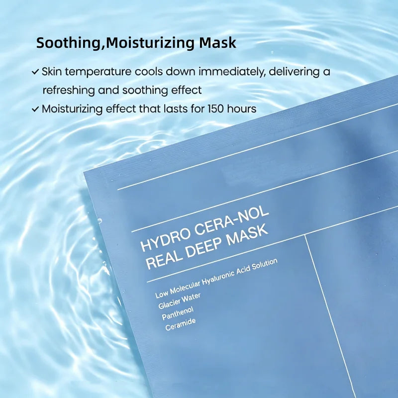 Korean Hydro Cera-nol Real Deep Masks,Face Hydrating Overnight Hydrogel Mask 4pcs,Sunburn Relief,Soothing,Moisturizing Face Care