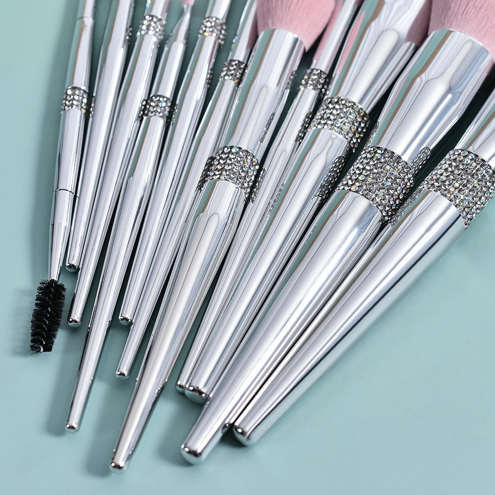 Diamond Makeup Brushes Set Powder Foundation Blush Contour Eyeshadow Brow Lashes Cosmetic Brushes Beauty Tools