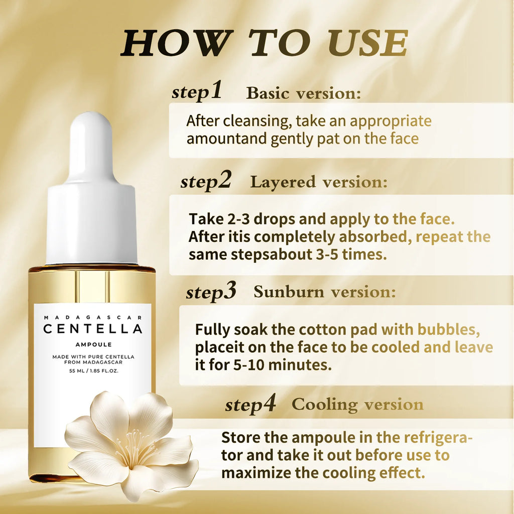 Centella Asiatica Serum 55ml - Sensitive skin soothing formula with acne fighting, deep moisturizing benefits for face
