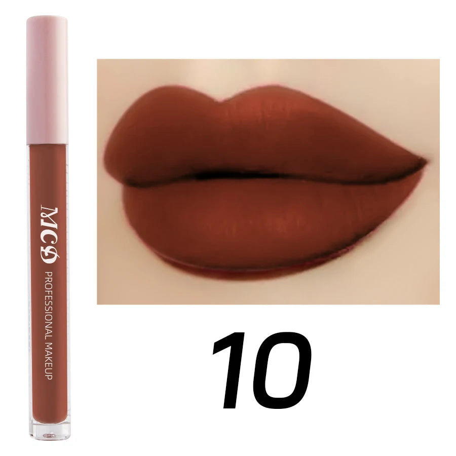 Dark Brown Matte Velvet Lip Gloss Waterproof Liquid Lipstick Nude Brown Lips Korean Makeup for Lip Tint Lip Glaze Cosmetics