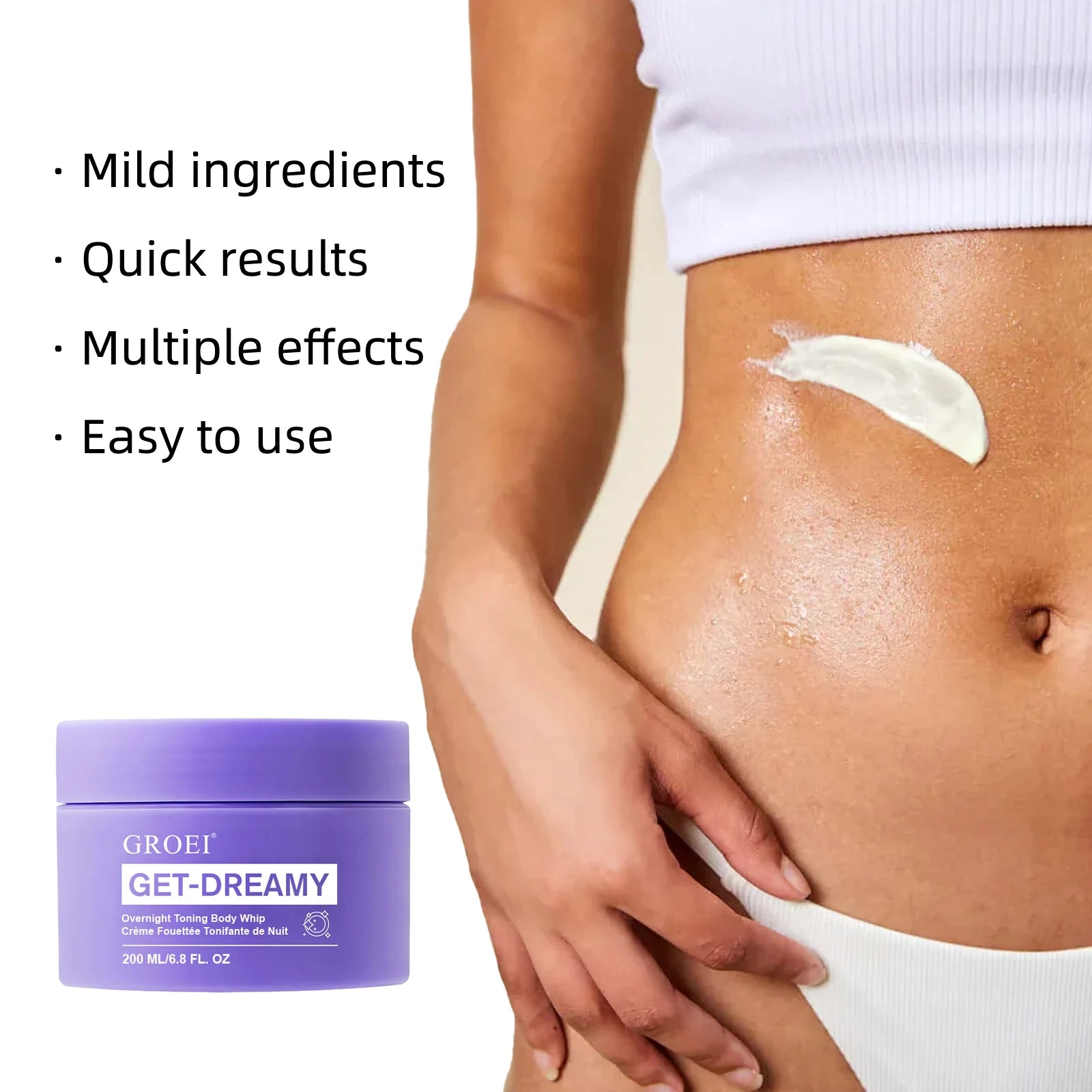 Overnight Toning Body Whip 200ml - Firming & Smoothing Cream with Uva-Ursi Extract, Reduces Cellulite Appearance, Non-Greasy
