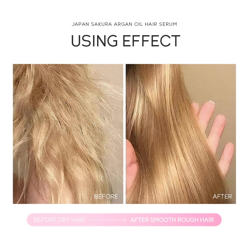 LAIKOU Japan Sakura Argan Hair Serum Nourishing Repair Split Ends Hair Essence (60ml/100ml)