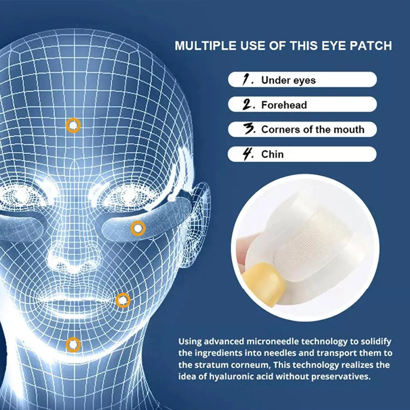100 Pairs Hyaluronic Acid Microneedle Eye Patches For Anti Wrinkle Aging Eye Skin Firming Paste Remove Dark Circle Skin Care