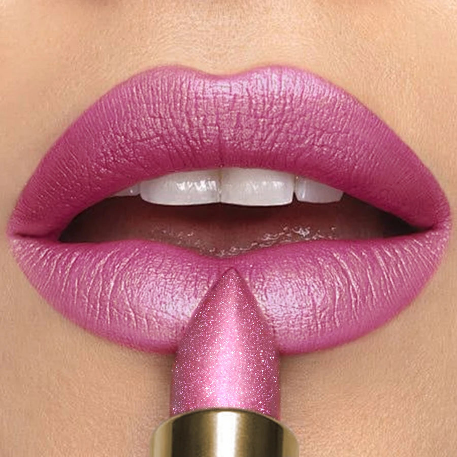 Metallic Glitter Shiny Lipstick Lip Tint,Waterproof Lip Senior Matte Lip Makeup Gifts for Women Cosmetic Lip Glaze