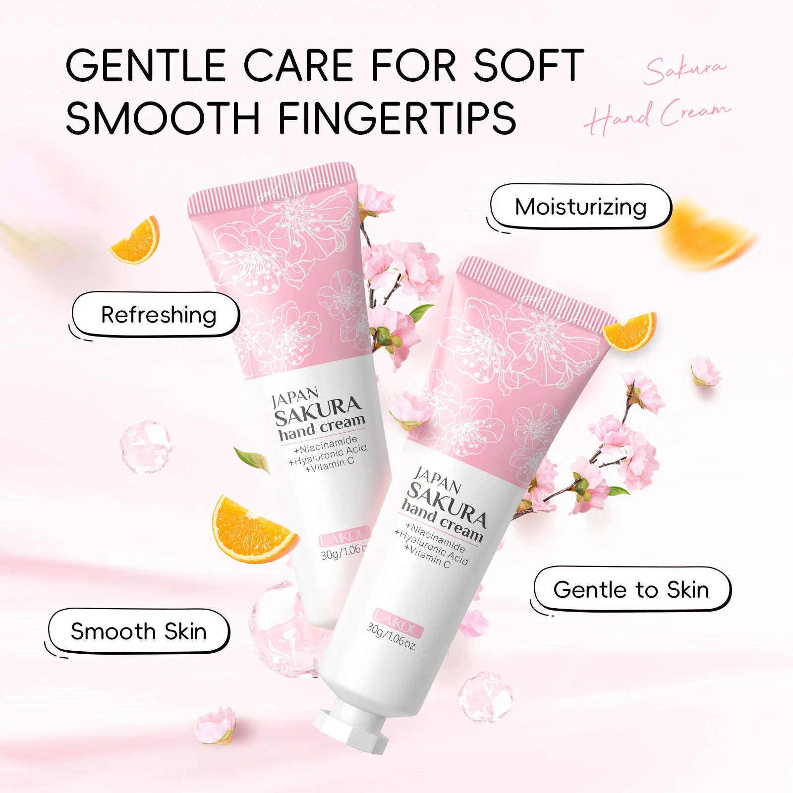 LAIKOU Sakura Hand Cream Whitening Wrinkle Removal Anti-crack Moisturizing Nourishing  Lotion Intensive Repair Hand Gream 30g