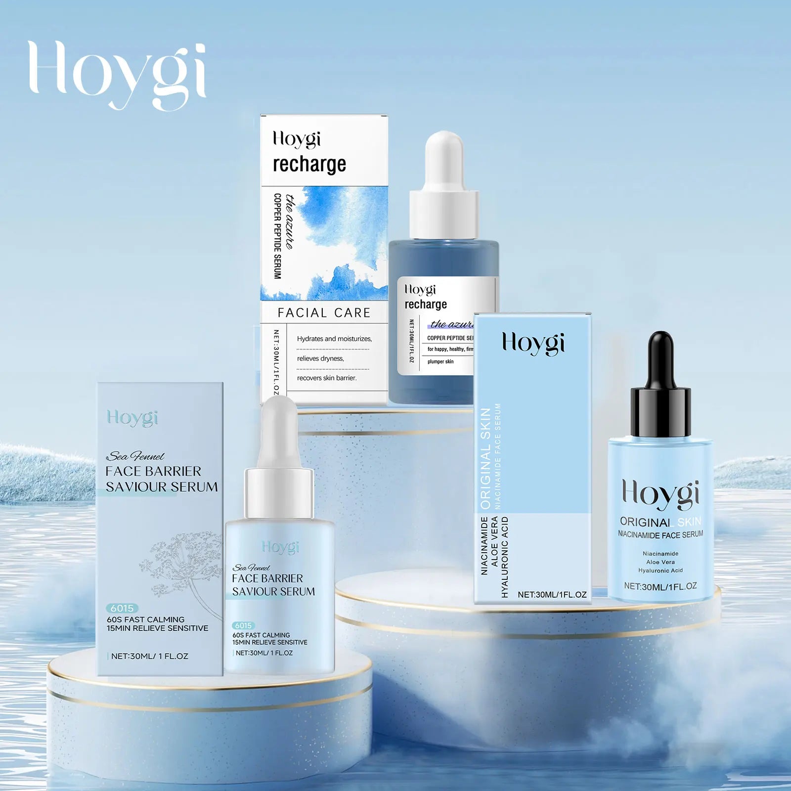 Hoygi Nicotinamide Face Serum for Reduce Melanin Fade Dark Spot Repair Nourishing Blue Copper Titanium Facial Skin Care Essence
