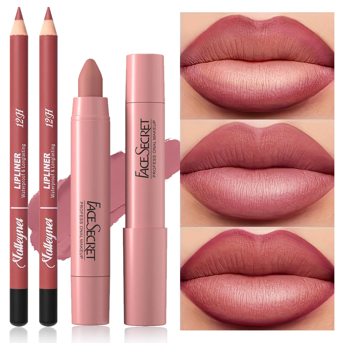 Matte Velvet Lip Duo – 2‑Piece Lip Liner & Lipstick Pencil Set | Long‑Lasting, Full‑Color Lip Combo
