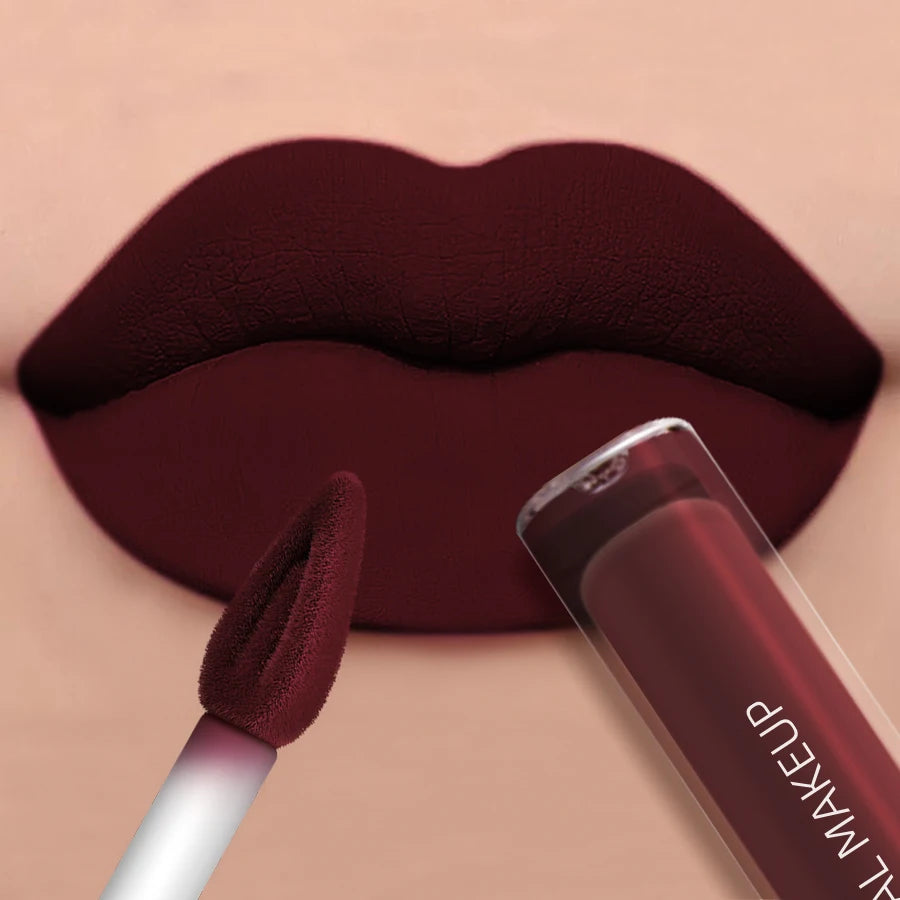Dark Brown Matte Velvet Lip Gloss Waterproof Liquid Lipstick Nude Brown Lips Korean Makeup for Lip Tint Lip Glaze Cosmetics