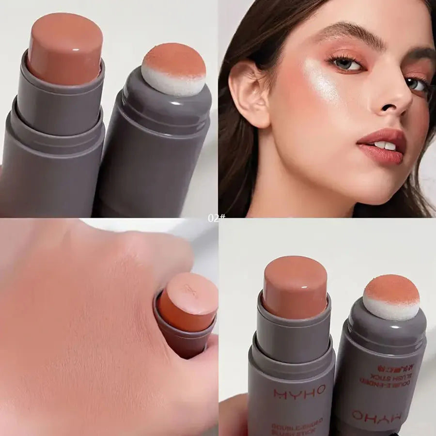 Double‑ended blush stick for easy, precise application