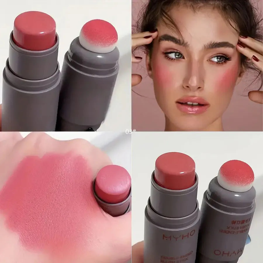 Double‑ended blush stick for easy, precise application