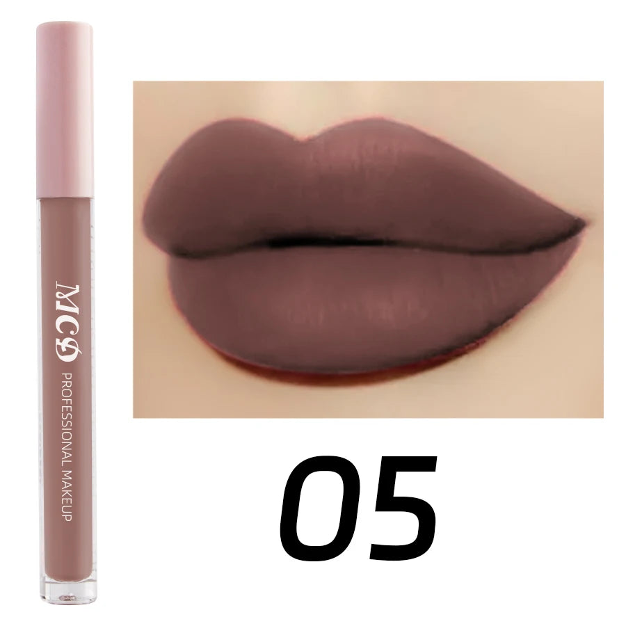 Dark Brown Matte Velvet Lip Gloss Waterproof Liquid Lipstick Nude Brown Lips Korean Makeup for Lip Tint Lip Glaze Cosmetics
