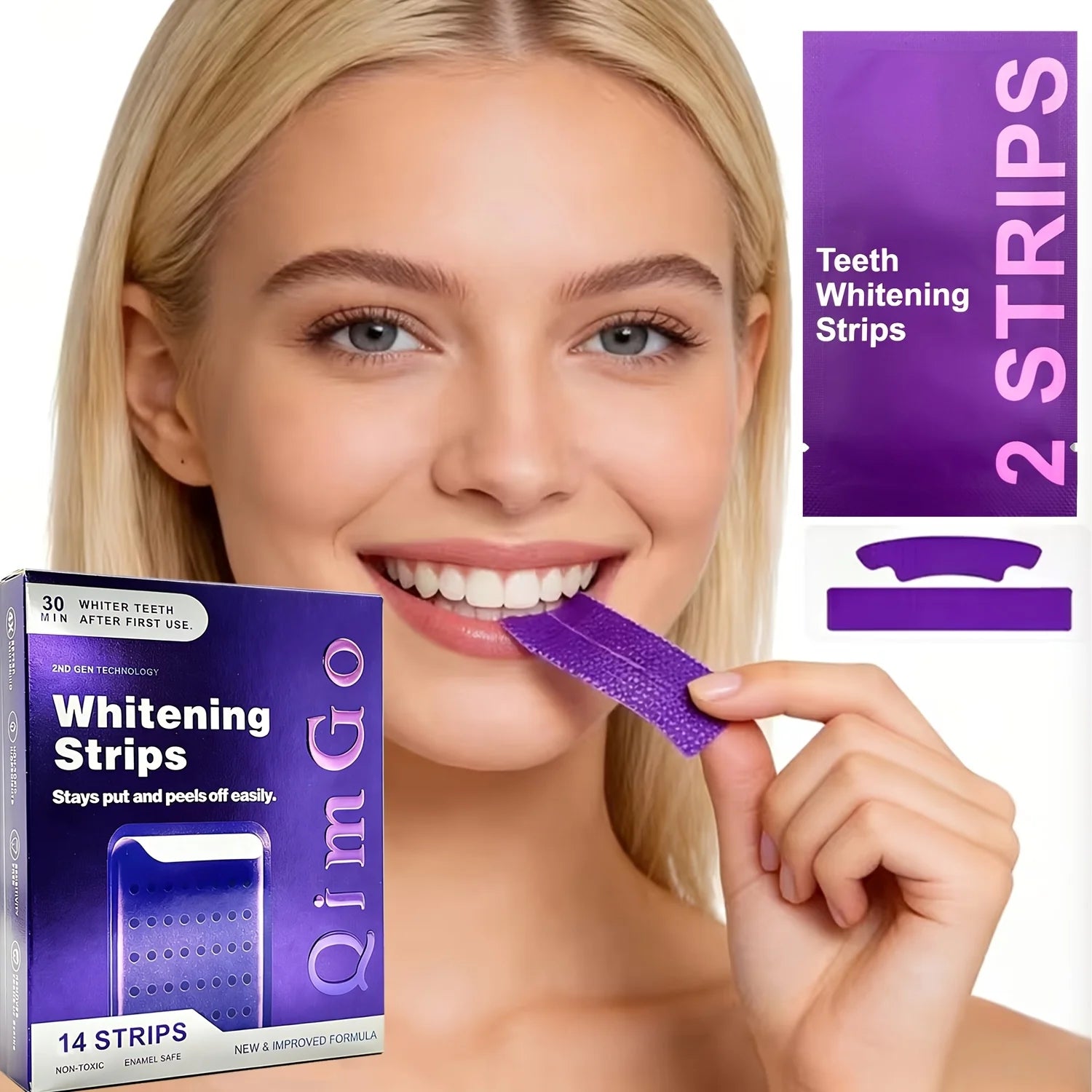 4Pcs Purple Teeth Whitening Strips 2.0 – Professional Stain Removal & Brightening Oral Care