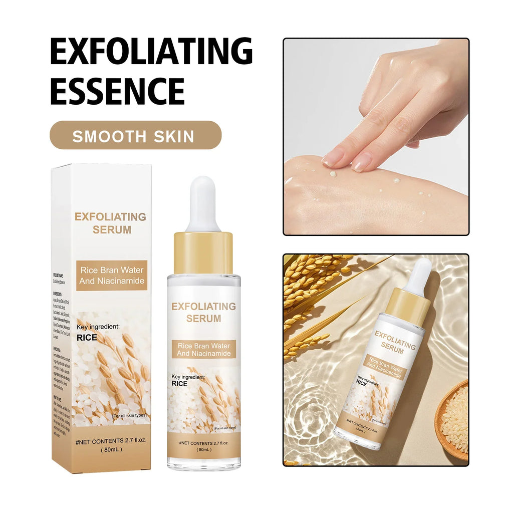 Brightening Rice Bran Face Serum 80ml - Natural Fruit Acids Gently Exfoliate, Smooth & Enhance Skin Texture for Radiance.