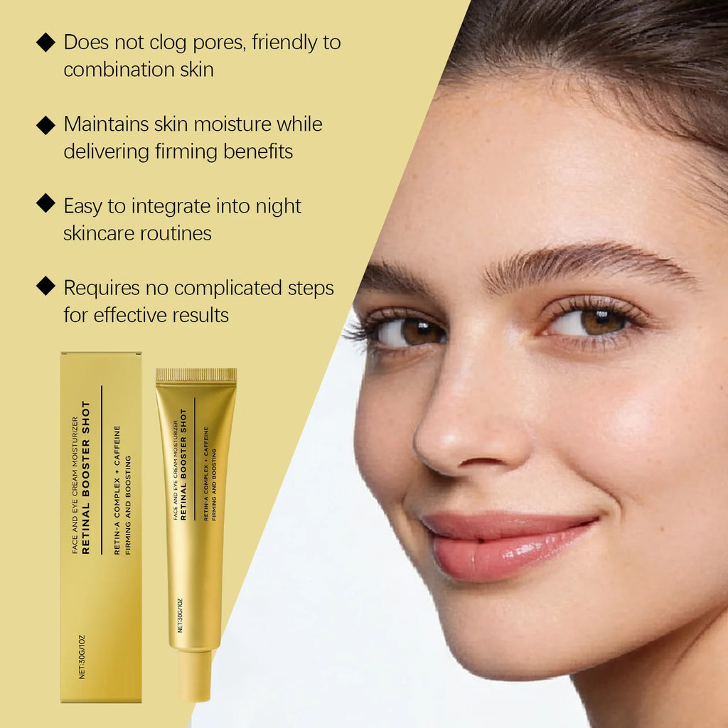 Face & Eye Cream Booster Shot Retinol Alternative Caffeine Firming Reduce Fine Lines Pores Skin Barrier Moisturizer
