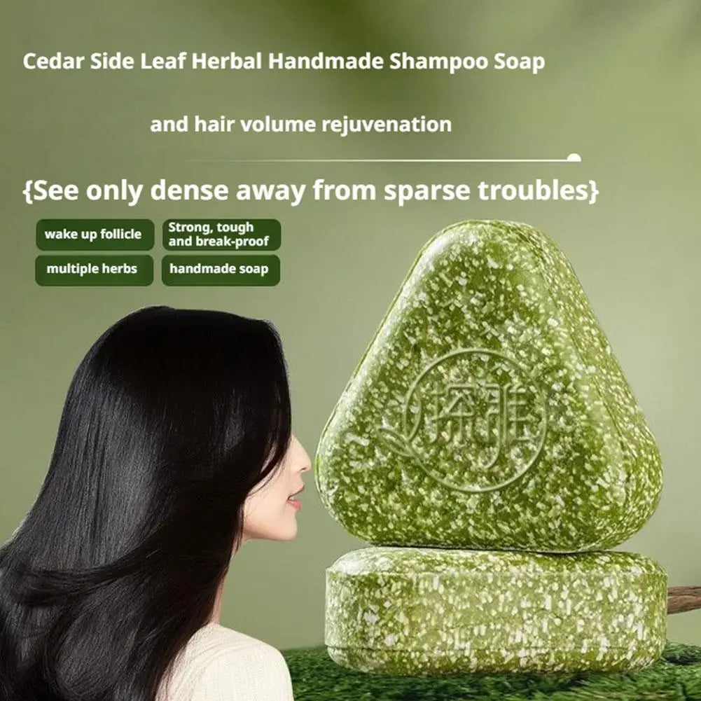 1/3PCS Grass & Platyclades Natural Herbal Shampoo Soap Strengthens Roots Controls Oil Cleanses Scalp Hair Growth Hair Soap