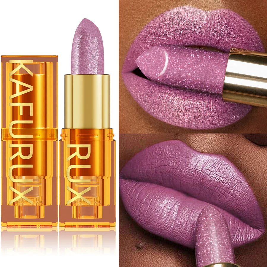Metallic Glitter Shiny Lipstick Lip Tint,Waterproof Lip Senior Matte Lip Makeup Gifts for Women Cosmetic Lip Glaze