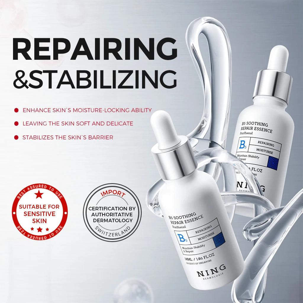 Vitamin B5 Serum – Panthenol + Ceramides + Squalane, Hydrating Soothing Essence for Sensitive Skin & Barrier Support