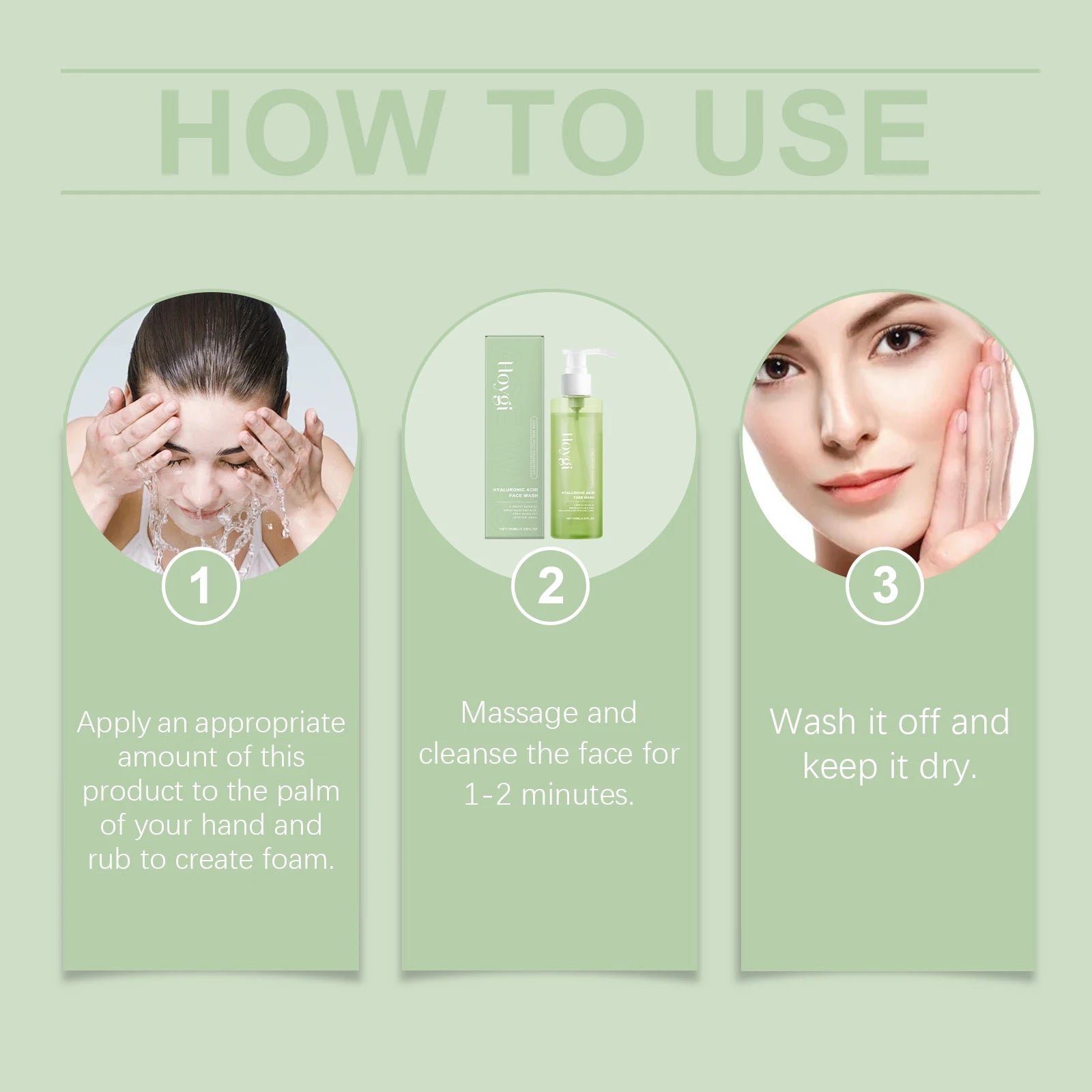 Hyaluronic Acid Cleansing Gel Pore Cleaning & Hydrating Non-Drying Face Wash Exfoliating Moisturizing Formula Facial Cleansing