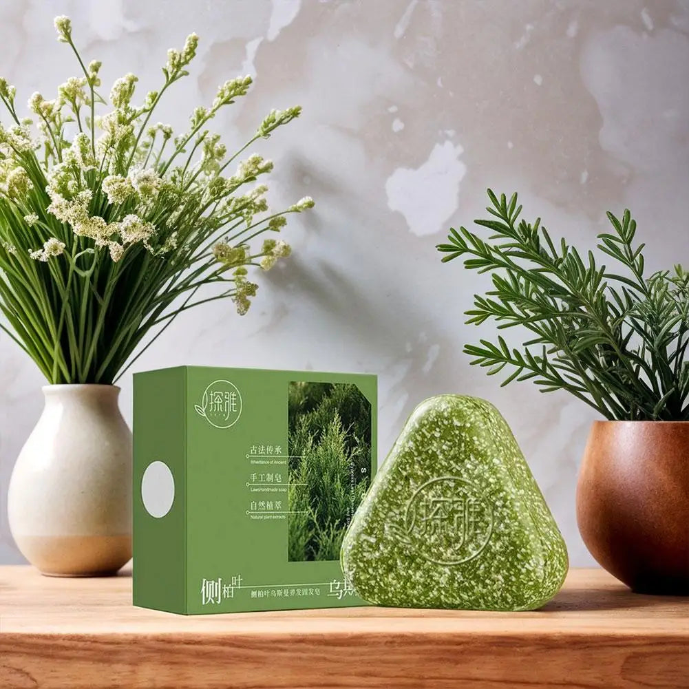 1/3PCS Grass & Platyclades Natural Herbal Shampoo Soap Strengthens Roots Controls Oil Cleanses Scalp Hair Growth Hair Soap