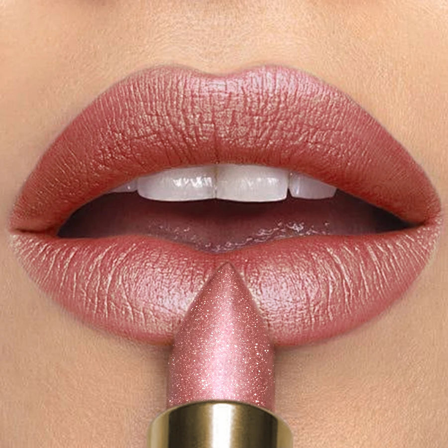 Metallic Glitter Shiny Lipstick Lip Tint,Waterproof Lip Senior Matte Lip Makeup Gifts for Women Cosmetic Lip Glaze