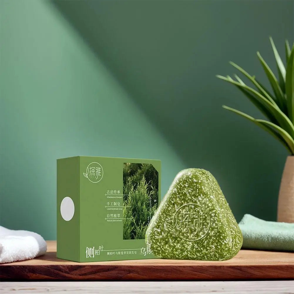 1/3PCS Grass & Platyclades Natural Herbal Shampoo Soap Strengthens Roots Controls Oil Cleanses Scalp Hair Growth Hair Soap