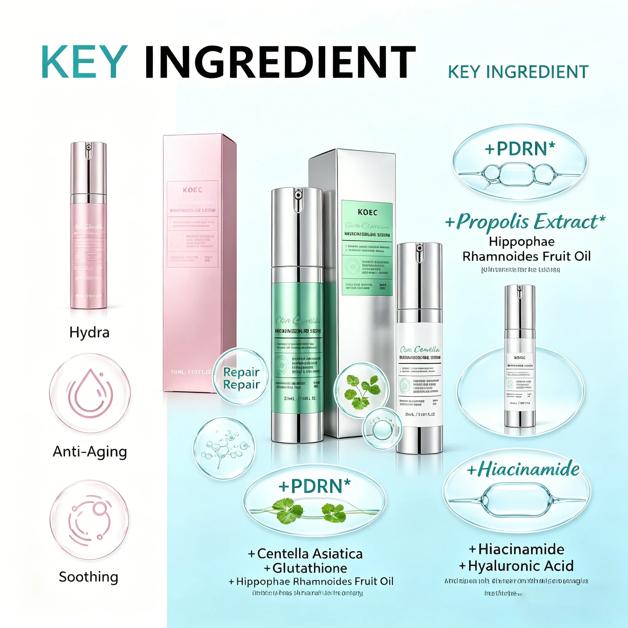 Spicule Microcrystal Serum, Pore Exfoliation,Centella Asiatica Propolis Aloe Extract Moisturizing Korean Glass Skin Care