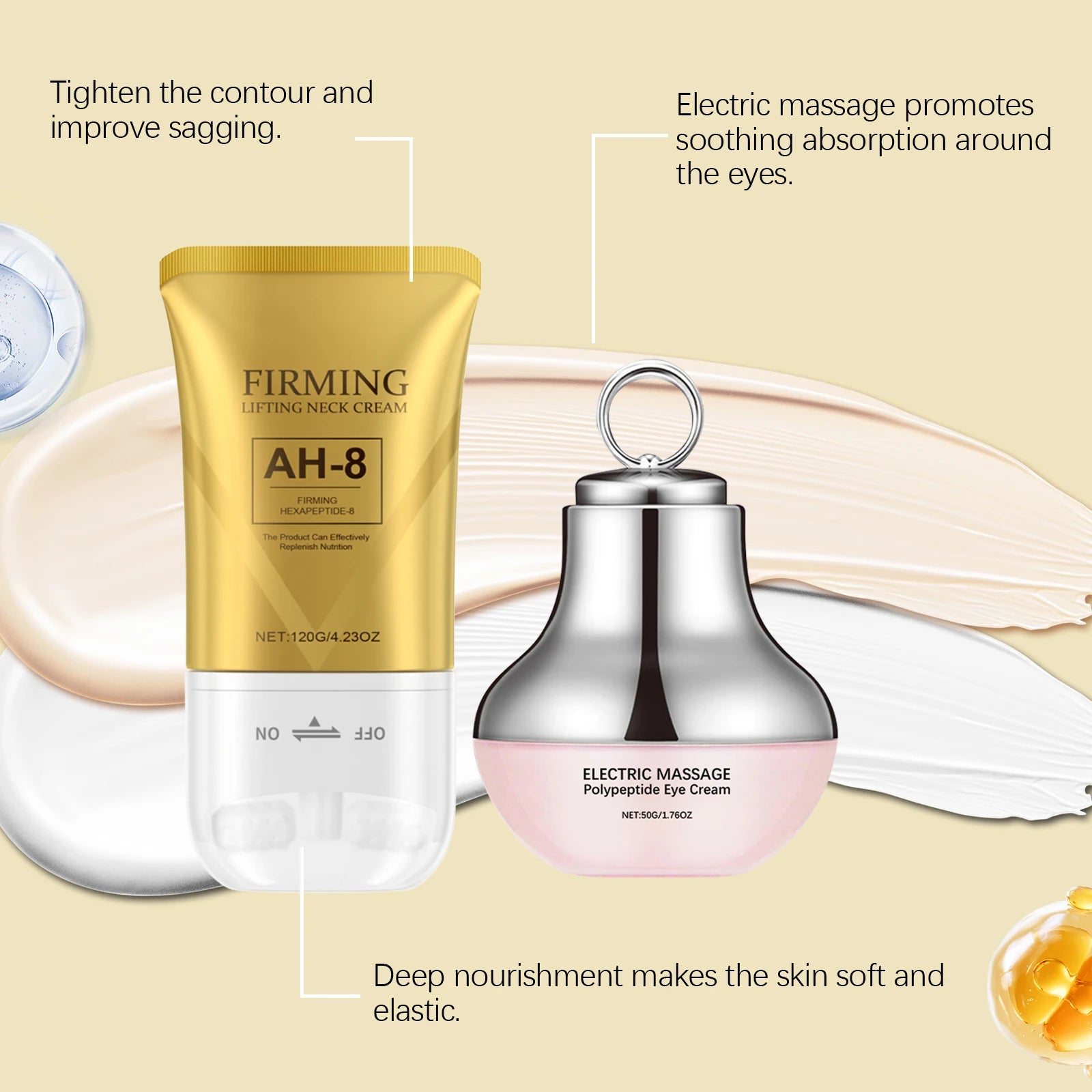Anti-Aging Firming Skin Care Moisturizer Increase Skin Elasticity Remove Wrinkles Electric Massage Polypeptide Firming Eye Cream