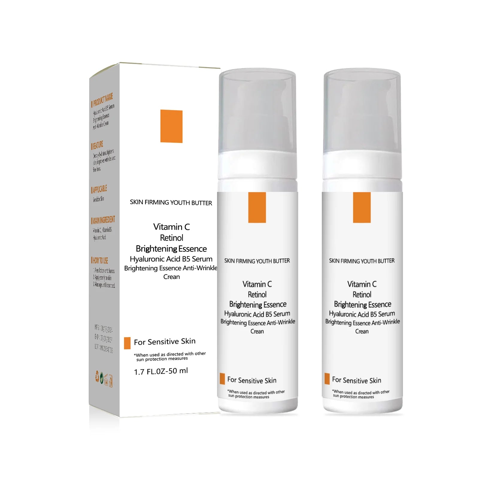 SKIN FIRMING YOUTH BUTTER 50ml - Anti-Wrinkle Cream with Hyaluronic Acid & Vitamin C, Brightening Essence for Sensitive Skin