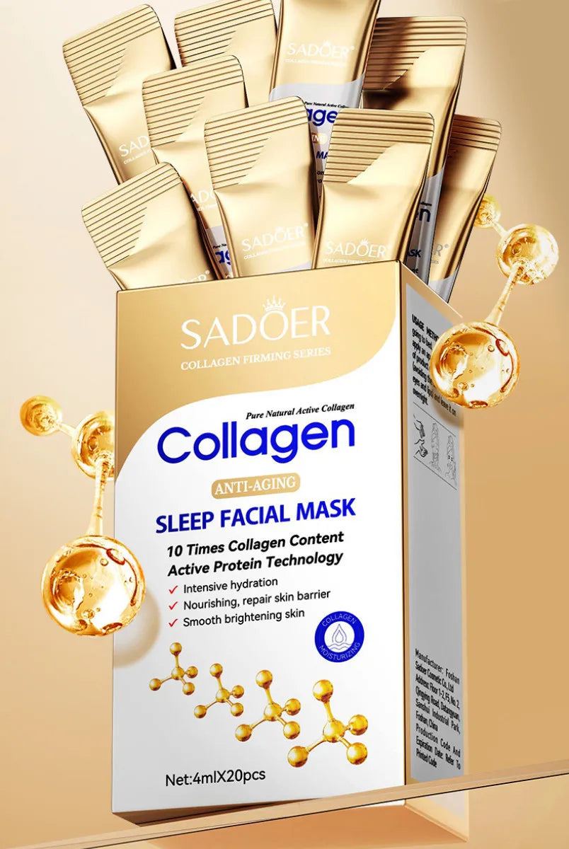 Deep hydration for soft, supple skin SADOER Collagen Sleeping Facial Masks.