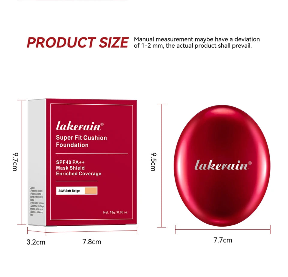 Lakerain Cushion Foundation Sunscreen Waterproof Long-lasting Brighten Foundation Cream Women Base Makeup Face Korean Cosmetics