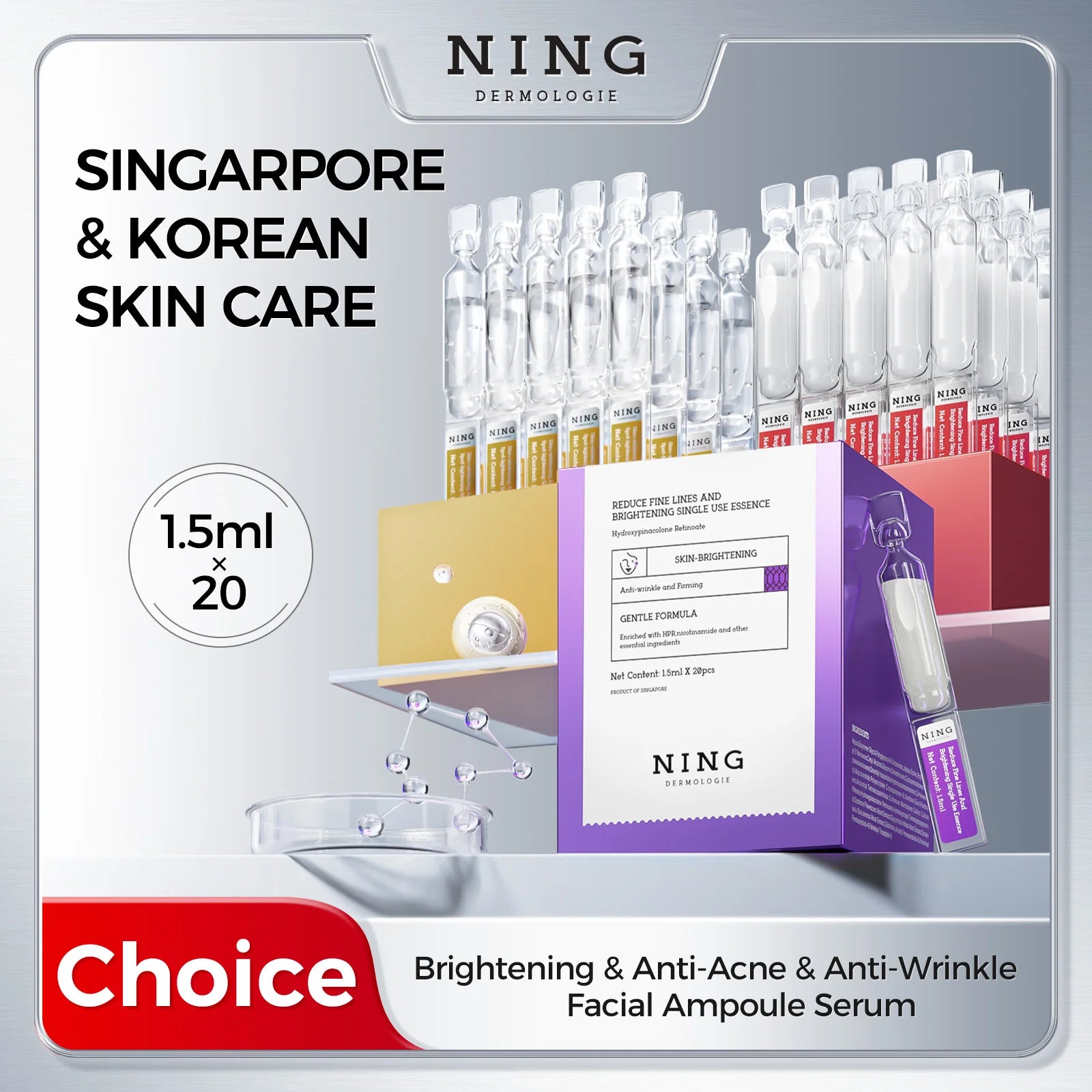 Face Ampoule Essence – Niacinamide, Salicylic Acid + Peptides for Even-Looking Tone, Smooth-Looking Lines & Blemish Comfort
