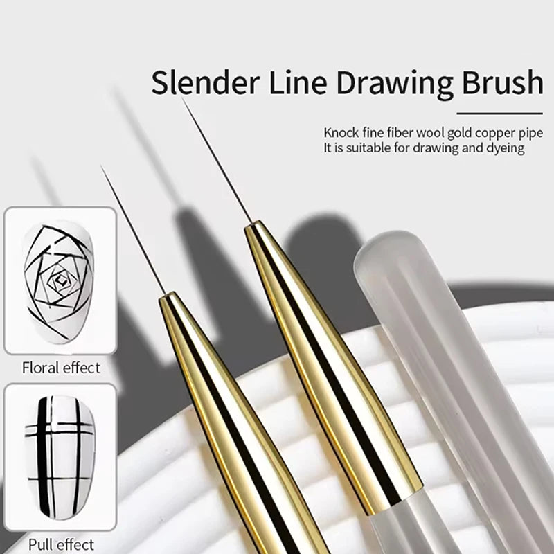 5Pcs Slim Nail Art Brushes – Acrylic Flower Painting & Line Drawing Kit