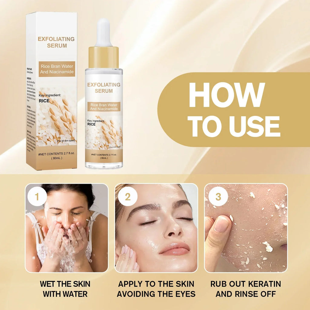 Brightening Rice Bran Face Serum 80ml - Natural Fruit Acids Gently Exfoliate, Smooth & Enhance Skin Texture for Radiance.