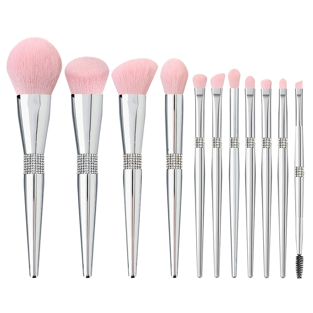 Diamond Makeup Brushes Set Powder Foundation Blush Contour Eyeshadow Brow Lashes Cosmetic Brushes Beauty Tools