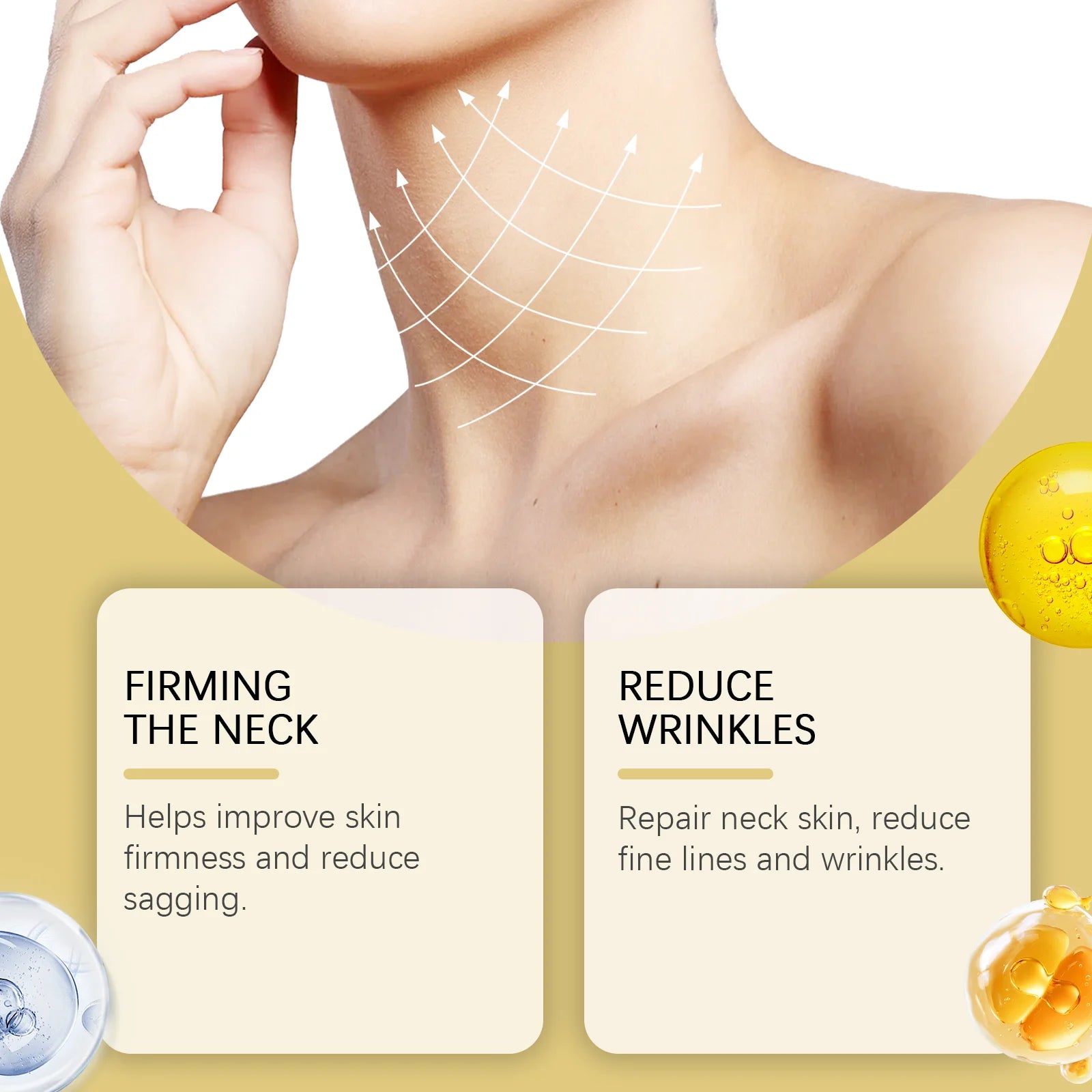 AH-8 Firming Neck Cream with Roller Moisturizing Tightening Lotion Jawline Double Chin Lifting Massage Anti Aging Neck Skin Care