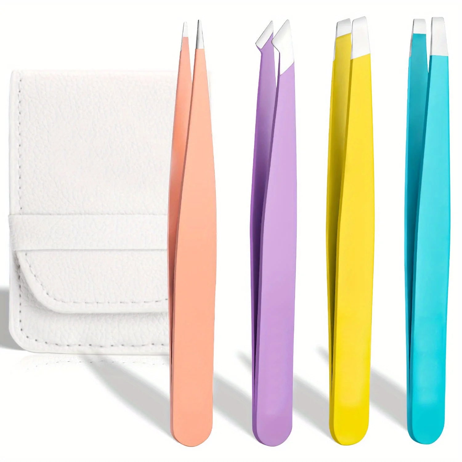 Stainless Steel Grooming Tweezers Set – Professional 5‑Piece Brow & Lash Tools with Slanted Tip
