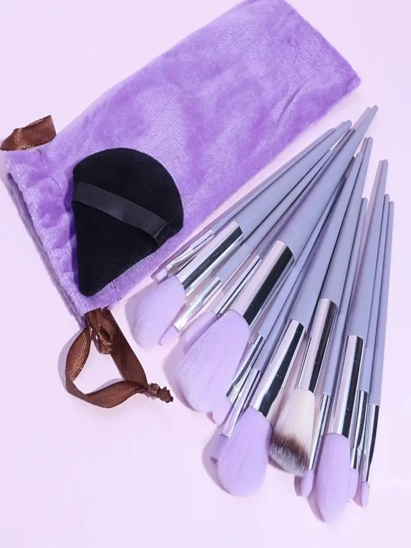 Purple Makeup Brush Set with Blending Sponge - Professional Cosmetic Brush Kit for Foundation/Contour/Eyeshadow