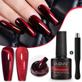 PUENTE 7.5ML Wine Red Magnetic Cat Eye Gel Nail Polish With Magnet, Super Shiny Ruby Red Magnetic Nail Gel, Soak Off UV/LED Lamp Curing, Glossy Varnish, Hypoallergenic Nail Salon Quality Polish for Skin, Gift for Women