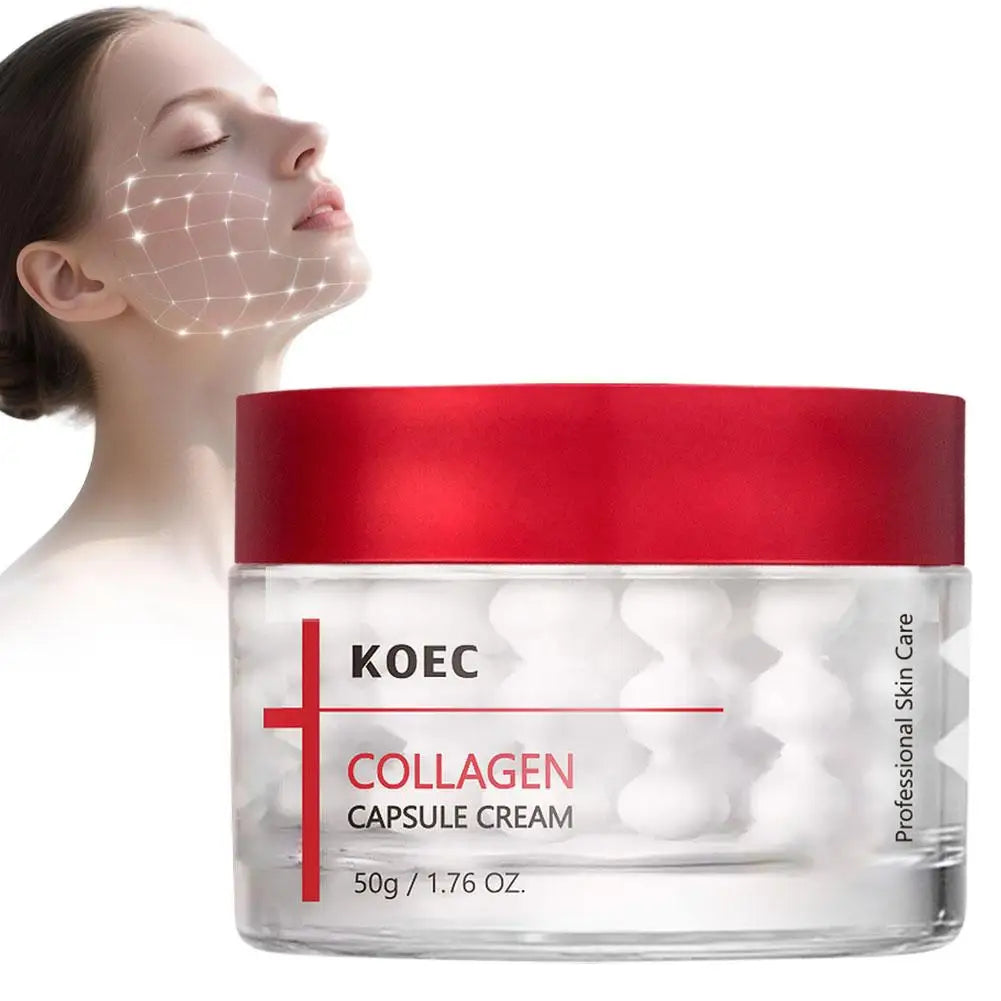 KOEC Collagen Capsule Cream 50g Improve Dryness And Fine Lines Professional Skin Care Firming Hydrating Collagen Face Cream