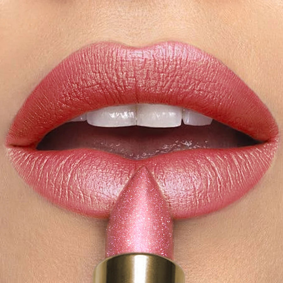Metallic Glitter Shiny Lipstick Lip Tint,Waterproof Lip Senior Matte Lip Makeup Gifts for Women Cosmetic Lip Glaze