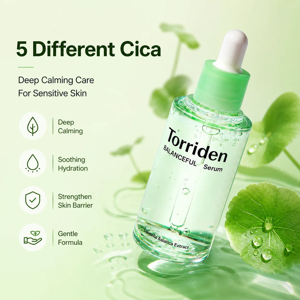 Torriden Cica Soothing Serum 50ml Hyaluronic Acid Serum 50ml,Refreshing & Non-Sticky,Korean Skincare Korean Makeup Lightweight