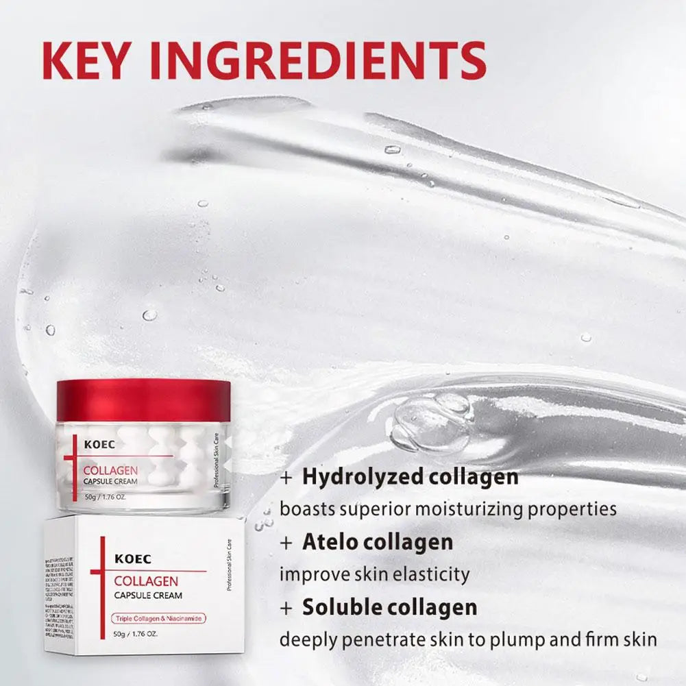 KOEC Collagen Capsule Cream 50g Improve Dryness And Fine Lines Professional Skin Care Firming Hydrating Collagen Face Cream
