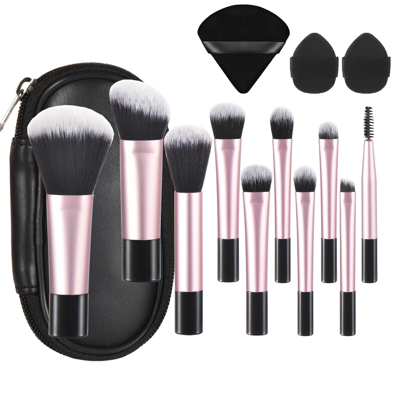 10 Pink Mini makeup brush Travel portable Makeup Tool Makeup Puff - Palm Brush Professional Makeup tool set