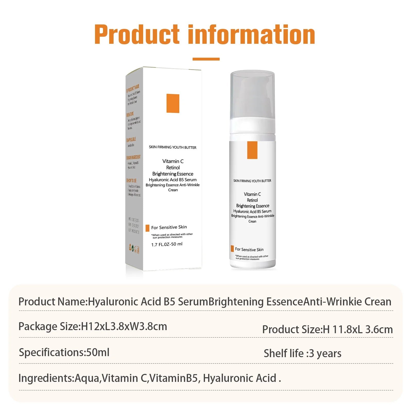 SKIN FIRMING YOUTH BUTTER 50ml - Anti-Wrinkle Cream with Hyaluronic Acid & Vitamin C, Brightening Essence for Sensitive Skin