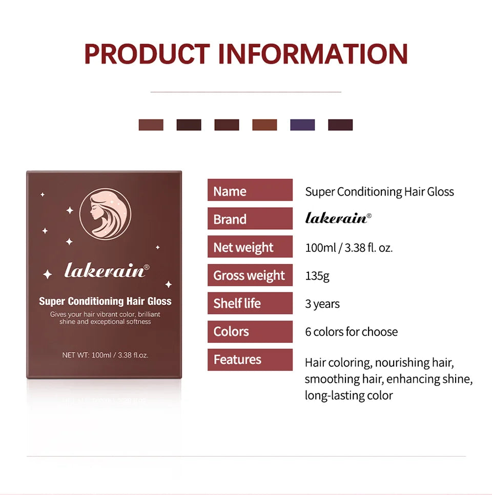 Hair Glaze Super Gloss Color Conditioning Gloss Rinse Out Semi-Permanent Hair Gloss that Enhances Color Nourish and repair Easy