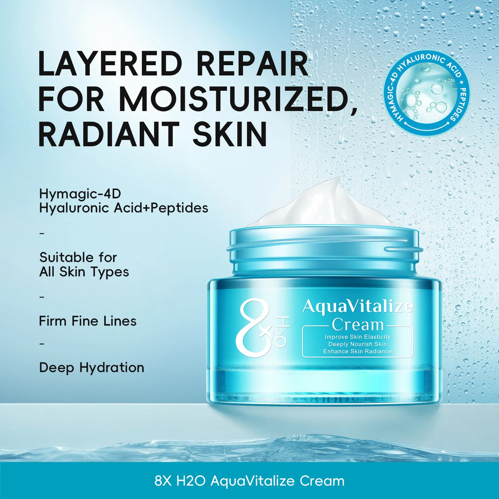 Quiyum 8X H2O AquaVitalize Cream 55g Deep Nourishing Daily Face Cream Boost Skin Radiance Maintain Skin Elasticity
