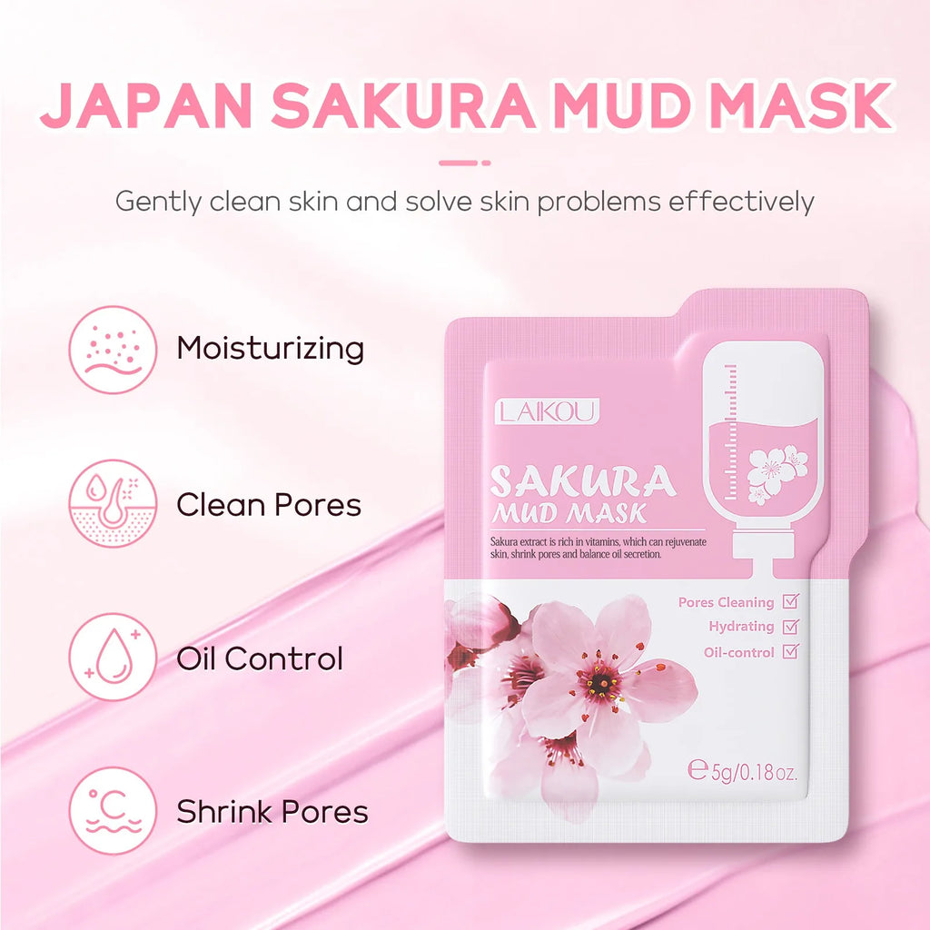 LAIKOU Sakura 24‑in‑1 Complete Skincare Set – Eye & Lip Masks, Serums, Cleanser, Toner & Cream