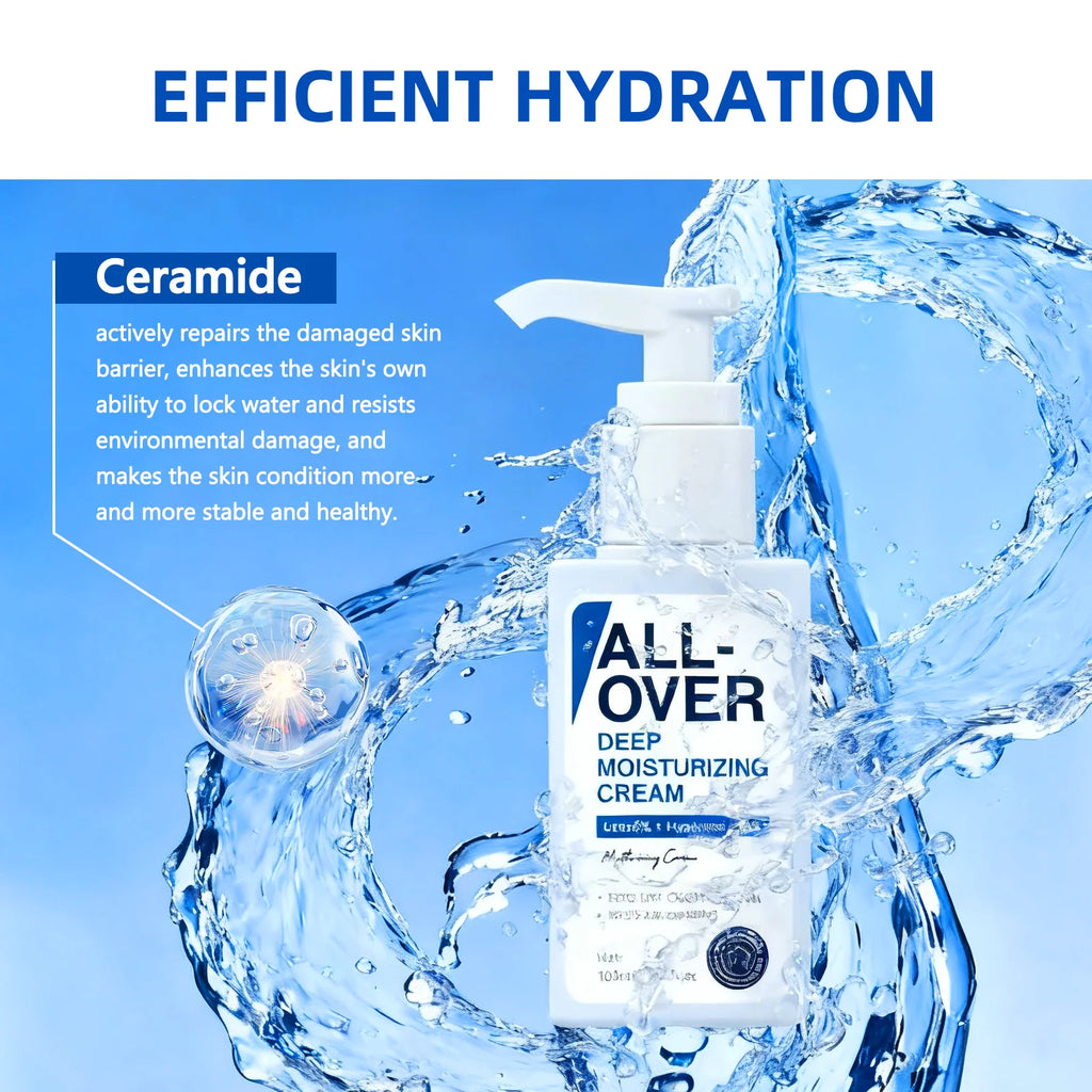 ALL-OVER Deep Moisturizing Cream 100ml 5% Urea Hyaluronic Acid Hydration Dry Chapped Skin Fast Absorption Face Body Hand Care