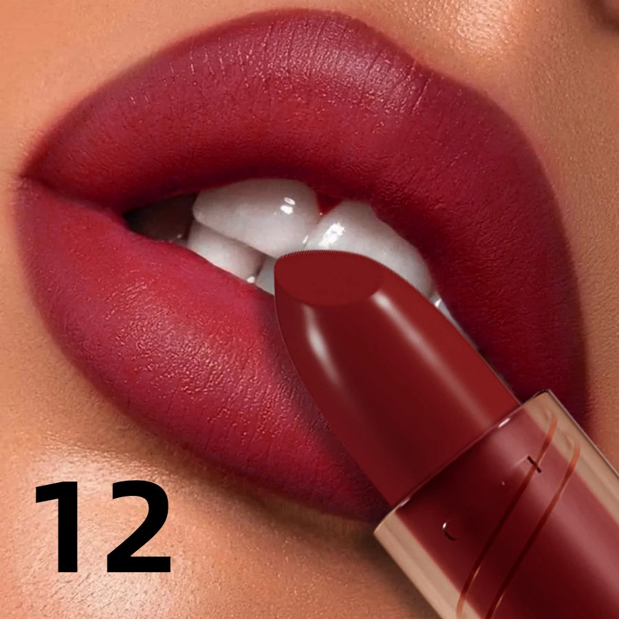 Waterproof Matte Lipstick – Long‑Lasting Red, Pink & Brown Lip Tint for Korean Makeup Looks