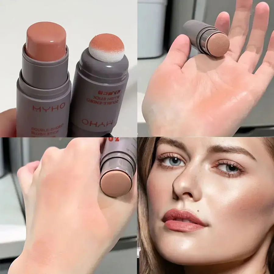 Double‑ended blush stick for easy, precise application